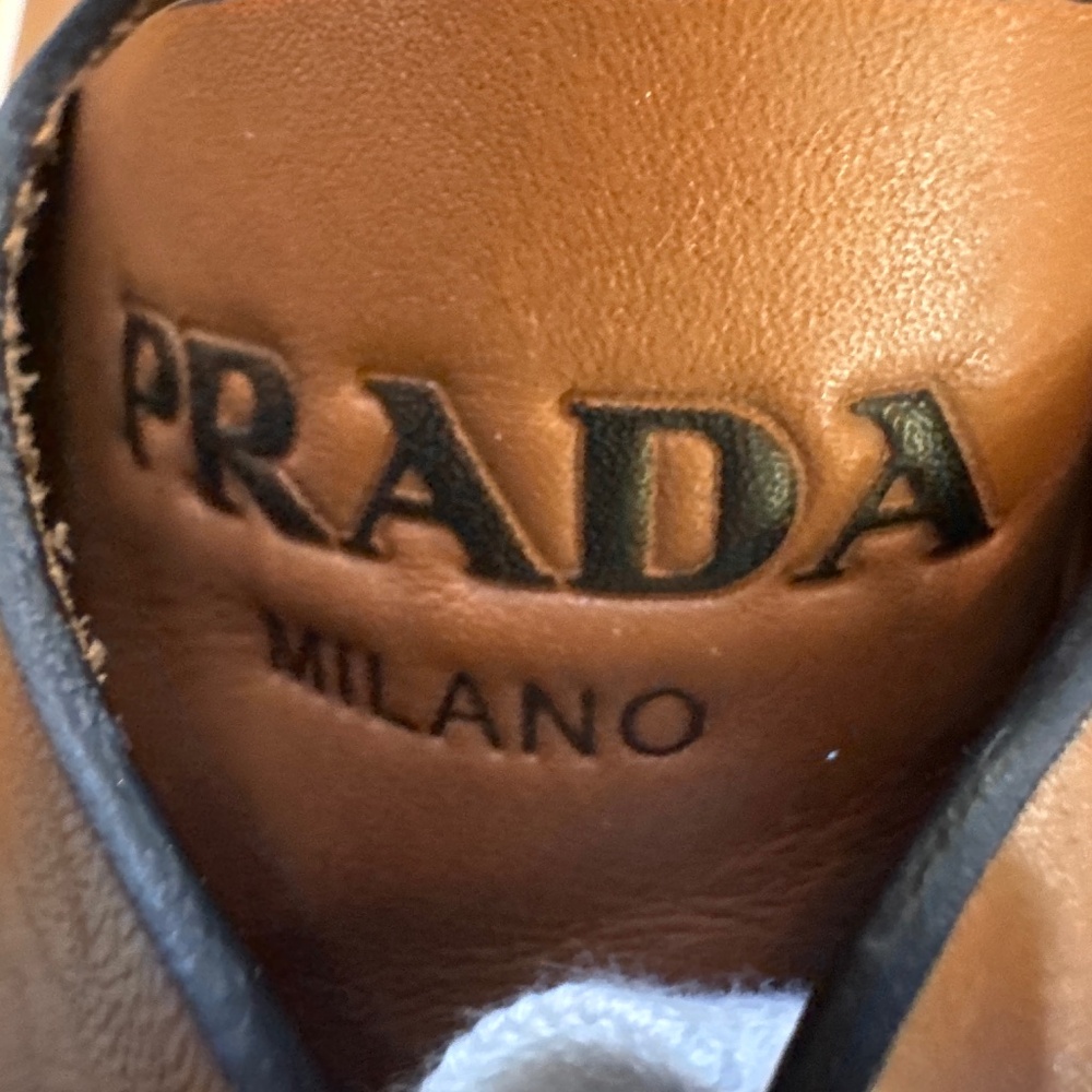 Prada 37 1/2 Minimal Leather Cognac Sneaker - Picture 8 of 9